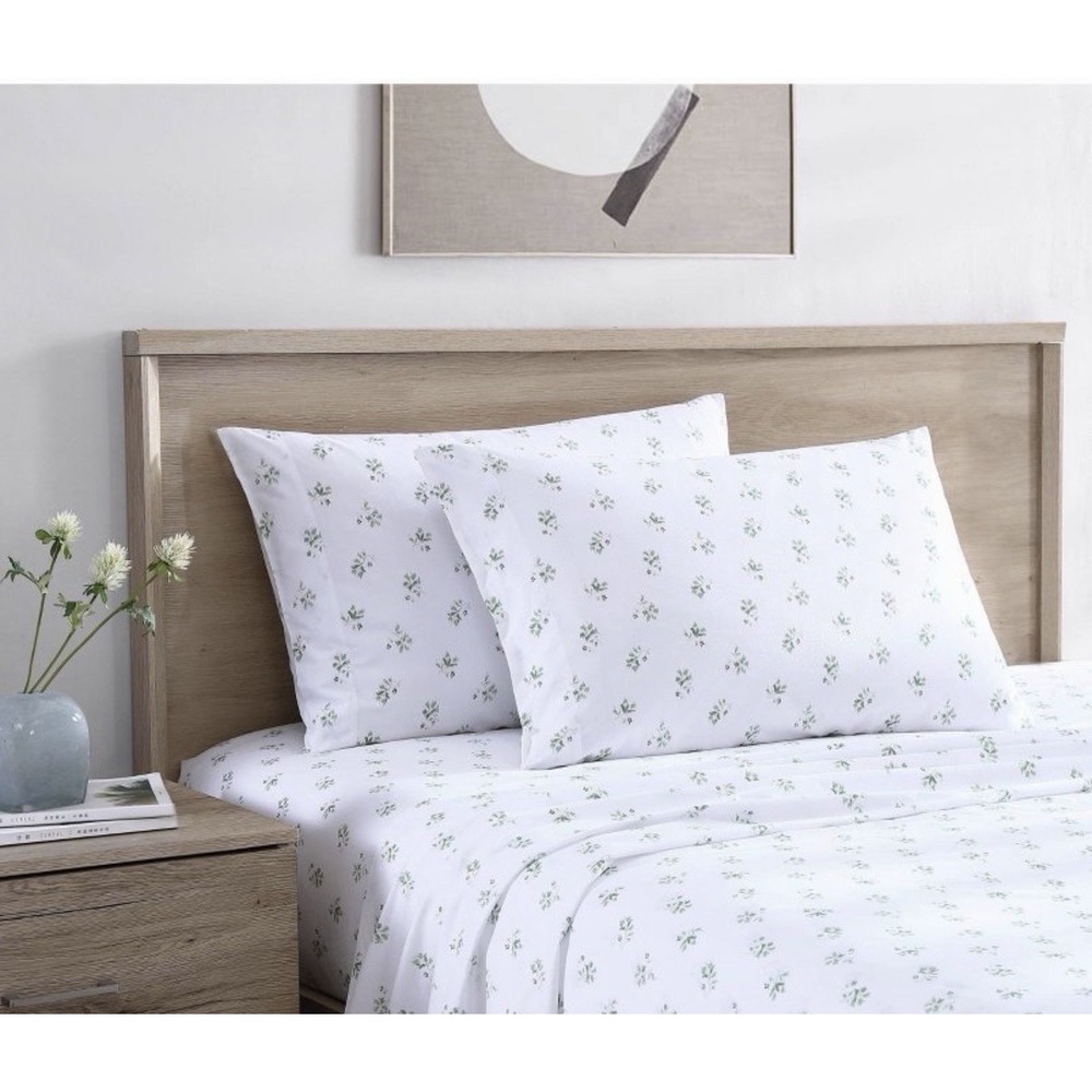 Twin Printed Pattern Sheet Set Green Ditsy - Stone Cottage